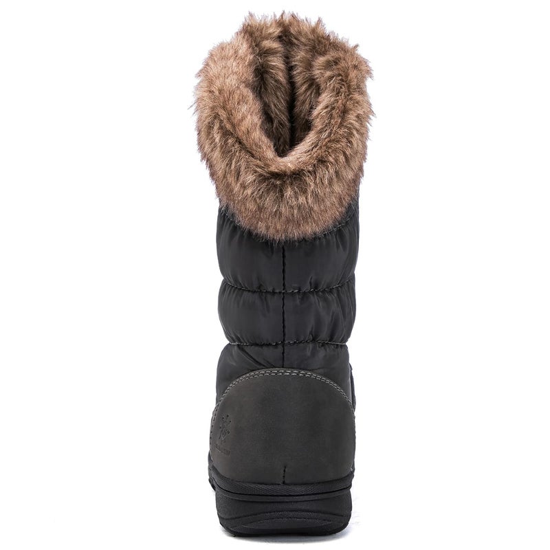 GLOBALWIN Women's Snow Boots Waterproof Mid-Calf Winter Boots For Women With Warm Fleece Lining, Stylish Fur Boots For Women With Non-Slip Sole And Quilted Comfortable Grey Boots Size 8M - Image 5