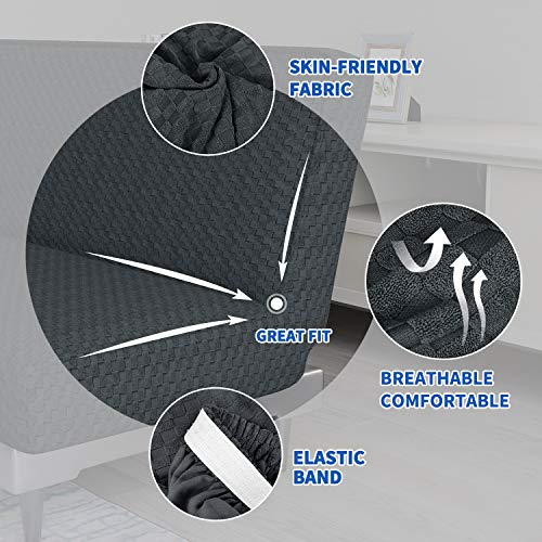 MAXIJIN Jacquard Futon Cover Stretch Armless Futon Sofa Cover Soft Futon Slipcover with Elastic Bottom Thick Sofa Bed Furniture Protector Covers, Machine Washable (Dark Gray) - Image 3