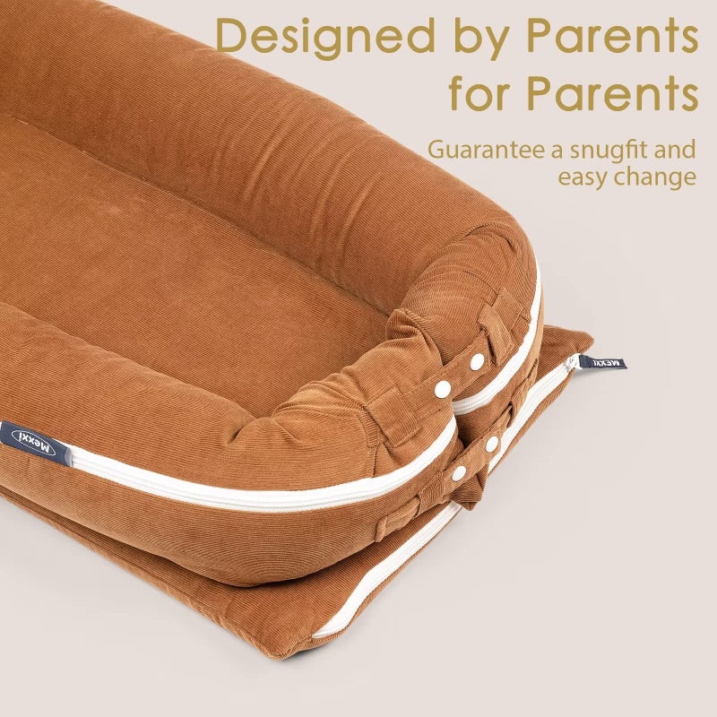 MEXXI Corduroy Baby Nest Cover for Dockatot Deluxe+ Docks | MEXXI Hypoallergenic Cotton Newborn Lounger Cover | (Cover Only) (Brown) - Image 3