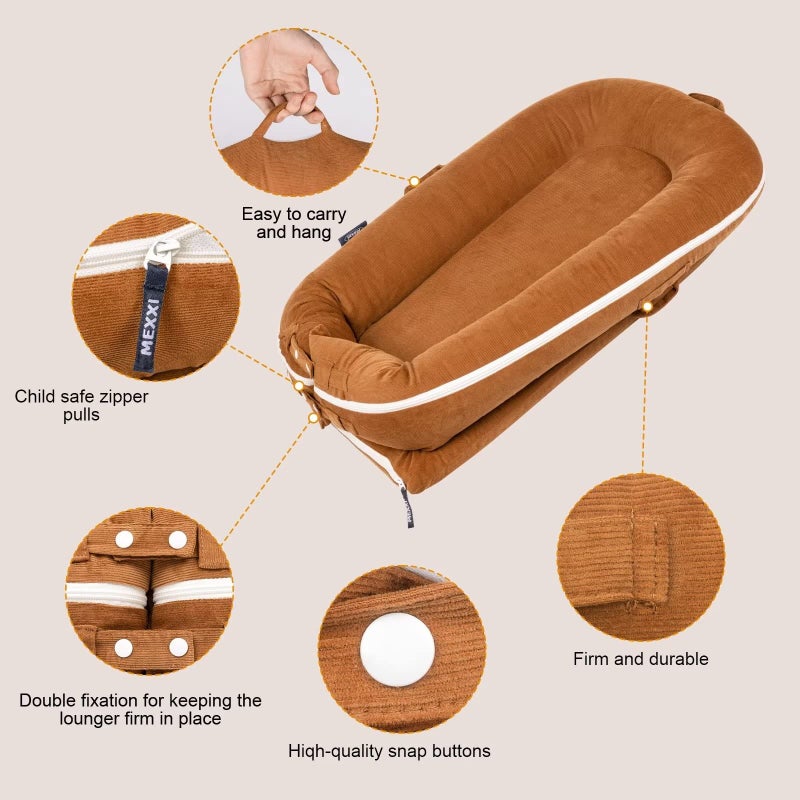 MEXXI Corduroy Baby Nest Cover for Dockatot Deluxe+ Docks | MEXXI Hypoallergenic Cotton Newborn Lounger Cover | (Cover Only) (Brown) - Image 5