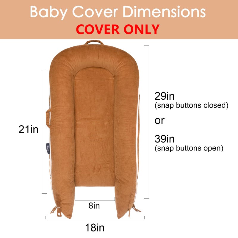 MEXXI Corduroy Baby Nest Cover for Dockatot Deluxe+ Docks | MEXXI Hypoallergenic Cotton Newborn Lounger Cover | (Cover Only) (Brown) - Image 2