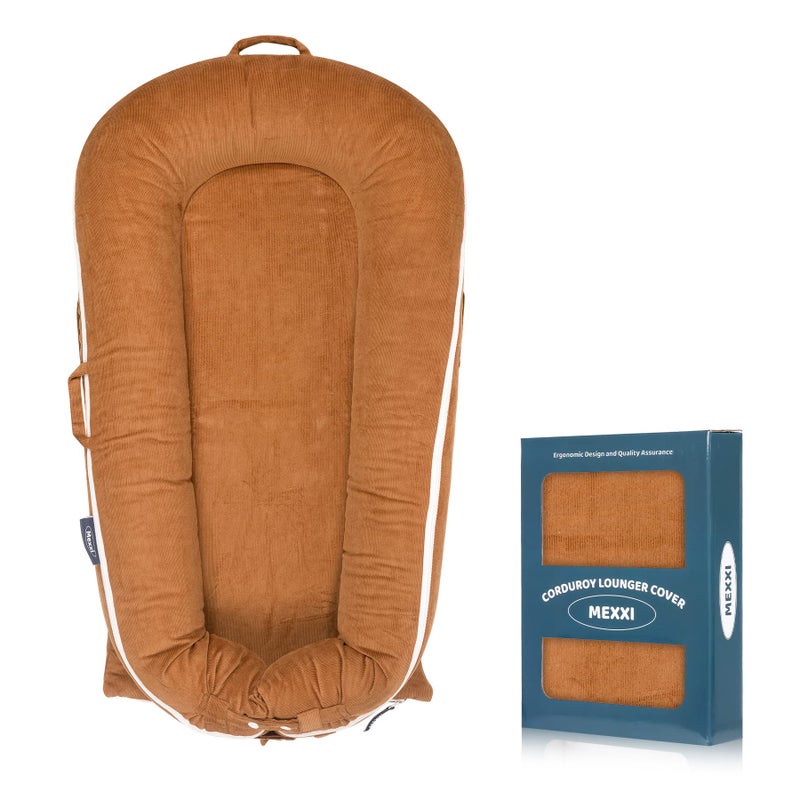 MEXXI Corduroy Baby Nest Cover for Dockatot Deluxe+ Docks | MEXXI Hypoallergenic Cotton Newborn Lounger Cover | (Cover Only) (Brown) - Image 1