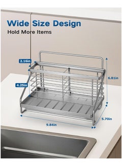 Kitchen Sink Caddy Organizer, Stainless Steel with Two Baskets, Rustproof Non-Slip Sponge Holder with Removable Drain Tray for Sponge, Soap, Scrubber, Dishcloth, Dish Brush, Silver - pzsku/ZD4D596D32FA34C57D3D0Z/45/_/1722478015/da19770d-dad5-4dd2-a864-0f95a6364543