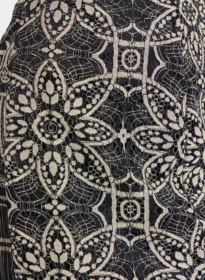 Styli Black Patterned Lace Midi Skirt - Image 3