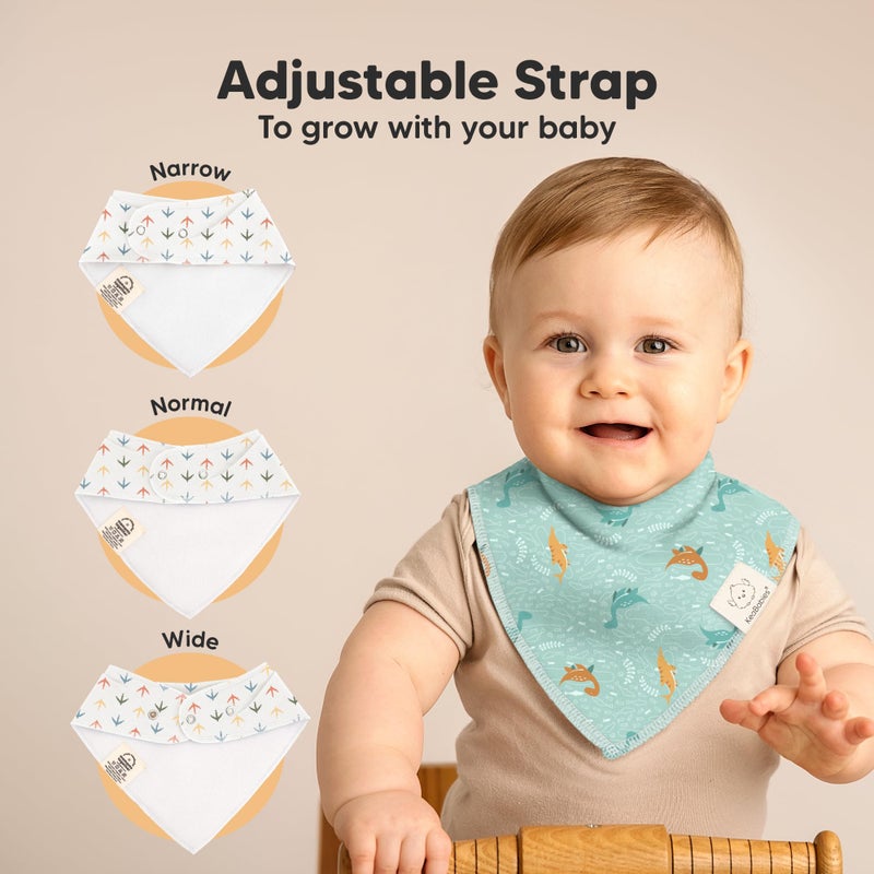 KeaBabies 8-Pack Organic Baby Bandana Bibs for Boys, Girls - Super Absorbent Triangle Baby Bibs for Drooling and Teething Infant, 100% Cotton Extra Soft for Newborn, Infant 0-36 Months (Mesozoic) - Image 3