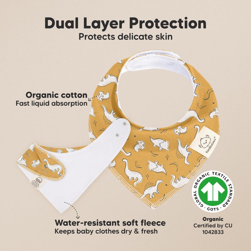 KeaBabies 8-Pack Organic Baby Bandana Bibs for Boys, Girls - Super Absorbent Triangle Baby Bibs for Drooling and Teething Infant, 100% Cotton Extra Soft for Newborn, Infant 0-36 Months (Mesozoic) - Image 2