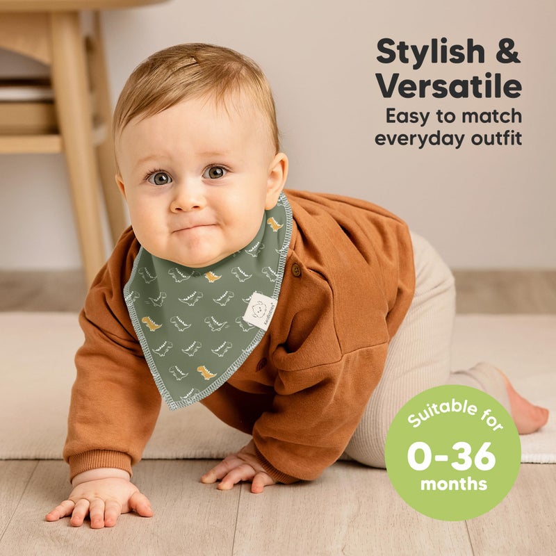 KeaBabies 8-Pack Organic Baby Bandana Bibs for Boys, Girls - Super Absorbent Triangle Baby Bibs for Drooling and Teething Infant, 100% Cotton Extra Soft for Newborn, Infant 0-36 Months (Mesozoic) - Image 4