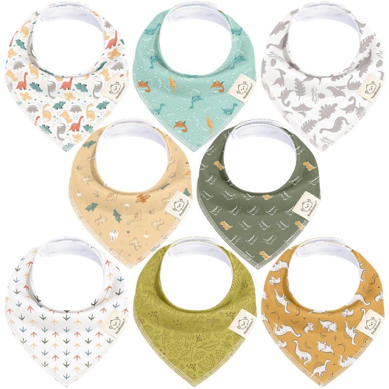 KeaBabies 8-Pack Organic Baby Bandana Bibs for Boys, Girls - Super Absorbent Triangle Baby Bibs for Drooling and Teething Infant, 100% Cotton Extra Soft for Newborn, Infant 0-36 Months (Mesozoic) - Image 1