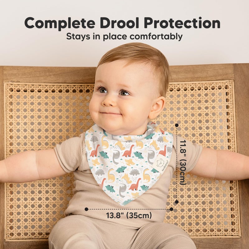 KeaBabies 8-Pack Organic Baby Bandana Bibs for Boys, Girls - Super Absorbent Triangle Baby Bibs for Drooling and Teething Infant, 100% Cotton Extra Soft for Newborn, Infant 0-36 Months (Mesozoic) - Image 5