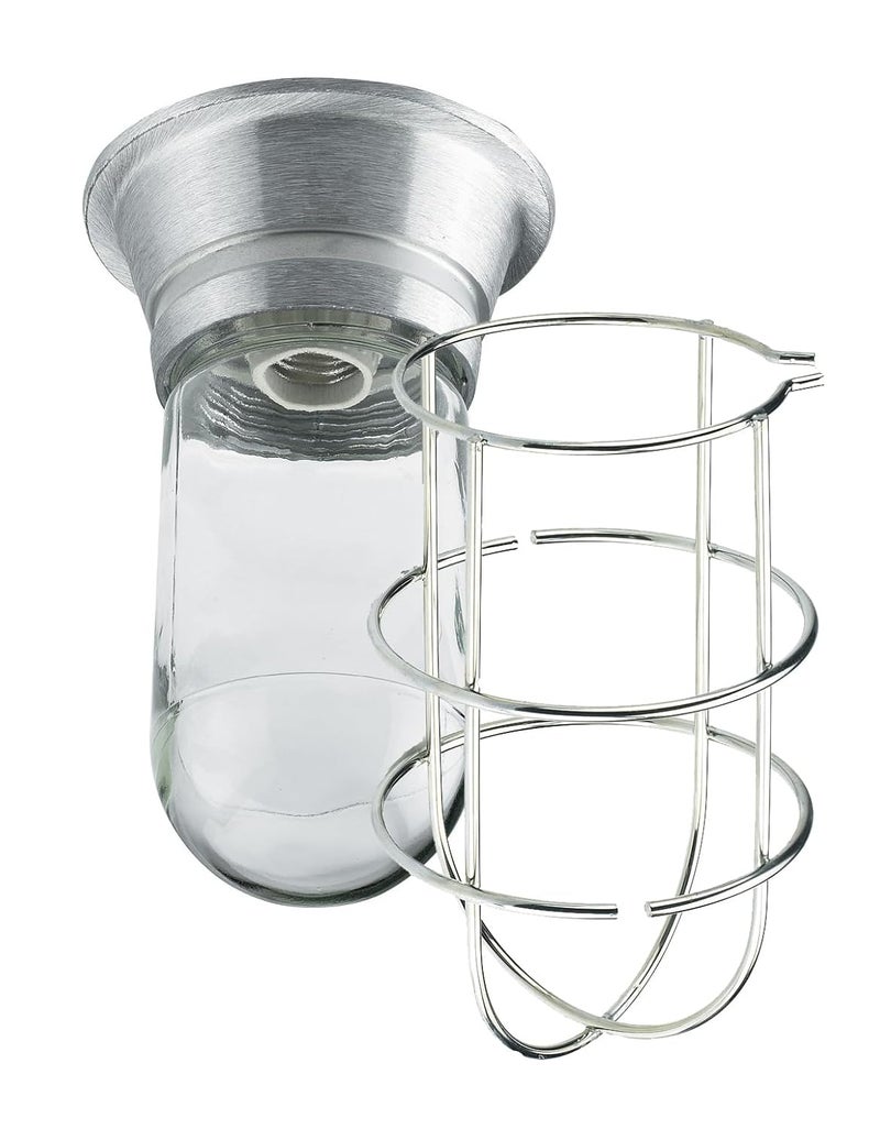 Krowne مصباح إضاءة مقاوم للبخار من كراون 25112 مع غلاف زجاجي بلاستيكي مقاوم للكسر وقاعدة مائلة وحماية سلكية