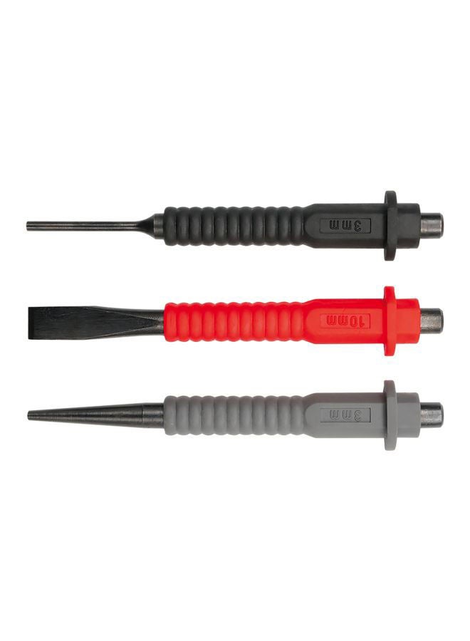NIBEMINENT 3-Piece Mini Cold Chisel And Punch Set Black/Grey/Red 125x3, 125x10millimeter - Image 1