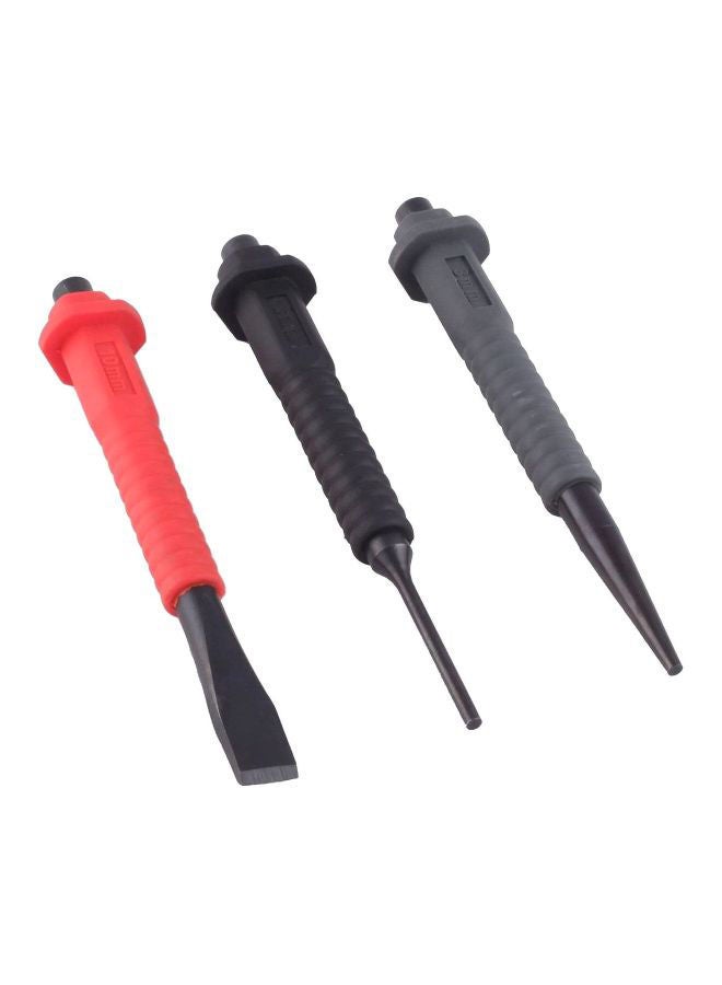 NIBEMINENT 3-Piece Mini Cold Chisel And Punch Set Black/Grey/Red 125x3, 125x10millimeter - Image 2