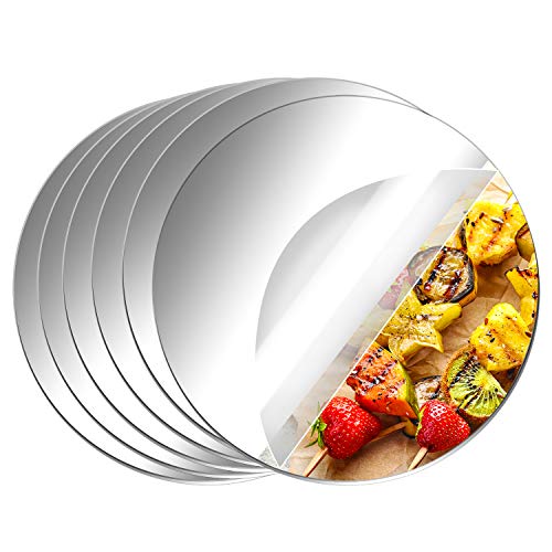 Aneco 6 Pack Acrylic Round Mirrors Self Adhesive Wall Sticker Decals Non Glass Mirror Plate for Home Living Room Bedroom Decor (Thickness 2 mm), Transparent - Image 1