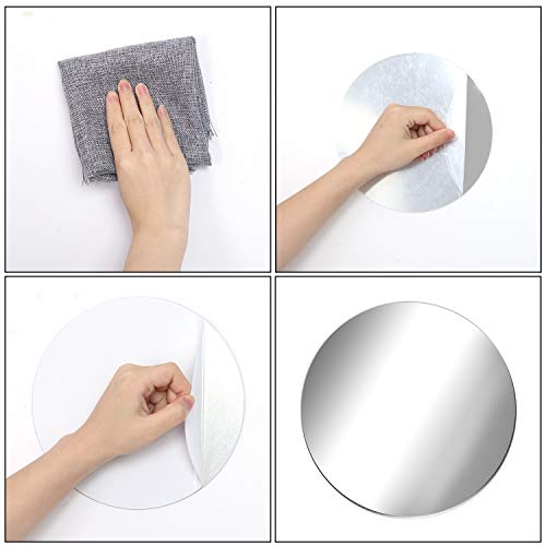 Aneco 6 Pack Acrylic Round Mirrors Self Adhesive Wall Sticker Decals Non Glass Mirror Plate for Home Living Room Bedroom Decor (Thickness 2 mm), Transparent - Image 3