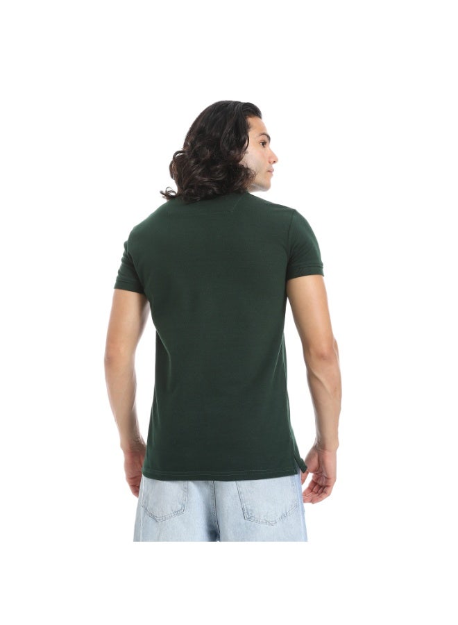 Andora Turn Down Collar Pique Polo Shirt_Dark Green - Image 2