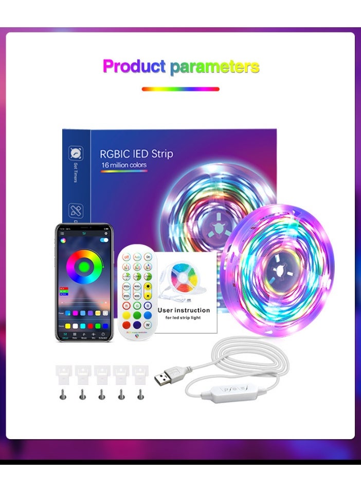 بيتينو أضواء شريط LED ، أضواء LED ذكية لغرفة النوم ، أضواء LED تعمل بتقنية Bluetooth APP ، ألوان متعددة DIY على سطر واحد ، مزامنة موسيقى إضاءة شريط LED متغيرة اللون ، ديكور المنزل - Image 2