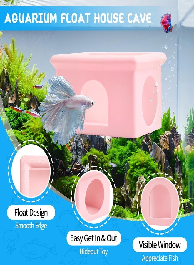 VOXGET Floating Betta Fish Hammock Cave House for Aquarium, 3D Printed Betta Shrimp Feeder & Hideout Cave Toys, Small Aquarium Feeding Ring Decor, Turtle Fish Tank Decorations Accessories -Pink - Image 5