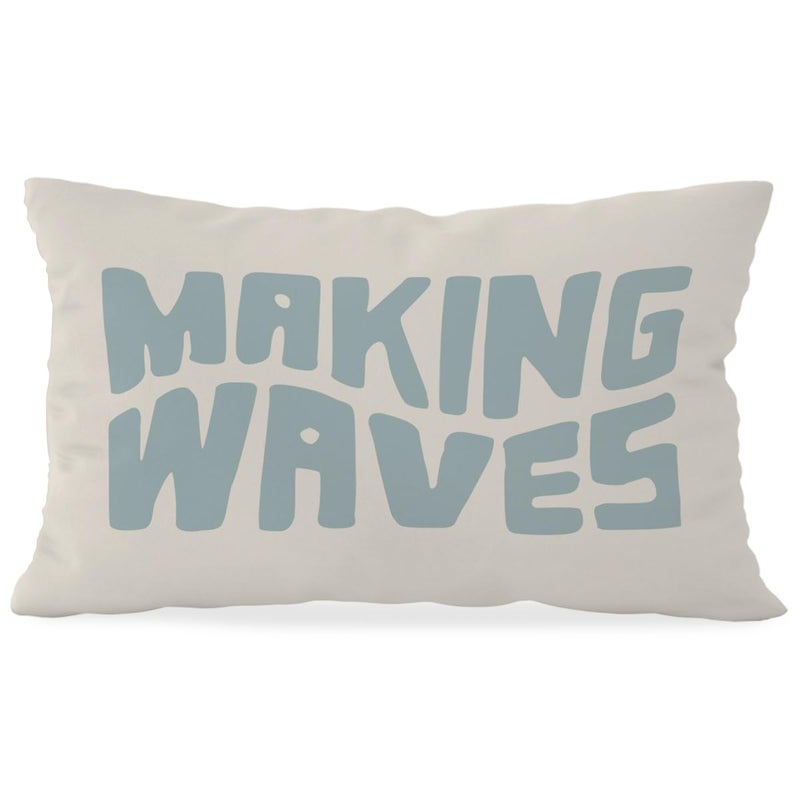 Wheatwin Blue Coastal Throw Pillow Cover 12x20, Blue Dorm Decor, Making Waves Coquette Decor for Girls Room Bedroom Sofa Couch - Image 1