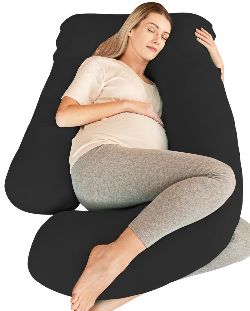 Cute Castle Cooling Cover Pregnancy Pillows Soft UShape Maternity Pillow with Removable Cover Full Body Pillows for Adults Sleeping Pregnancy Must Haves Jumbo 57 Inch Black