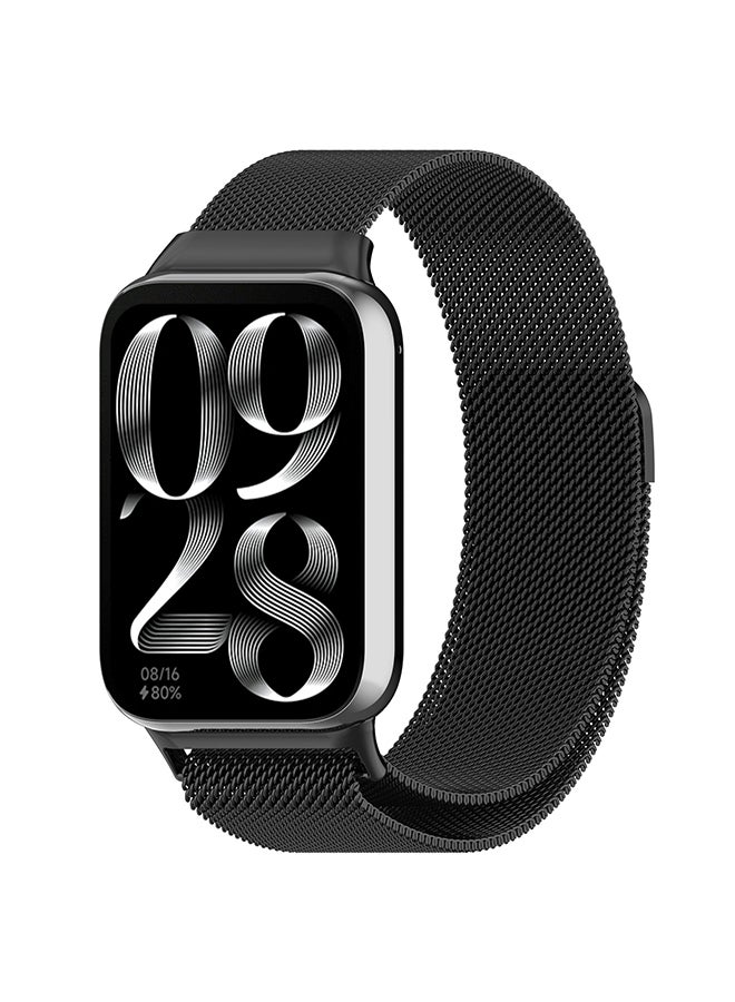 O Ozone Milanese Loop Strap for Xiaomi Mi Smart Band 8 Pro - Stainless Steel Magnetic Adjustable Mesh Metal Watch Bands for Men and Women- Black - Image 1