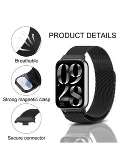 O Ozone Milanese Loop Strap for Xiaomi Mi Smart Band 8 Pro - Stainless Steel Magnetic Adjustable Mesh Metal Watch Bands for Men and Women- Black  - Image 2