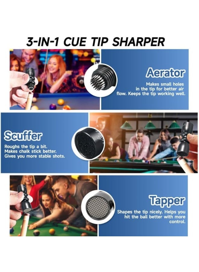 KISSUN 3-in-1 Cue Tip Tool, Professional Pool Cue Tip Shaper, Billiard Pool Cue Accessories Tool, Scuffer, Shaper, Aerator - Image 4