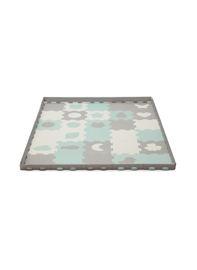 Kinderkraft Pack Of 30 Puzzle Luno Shapes Mat - Mint Green  - Image 3