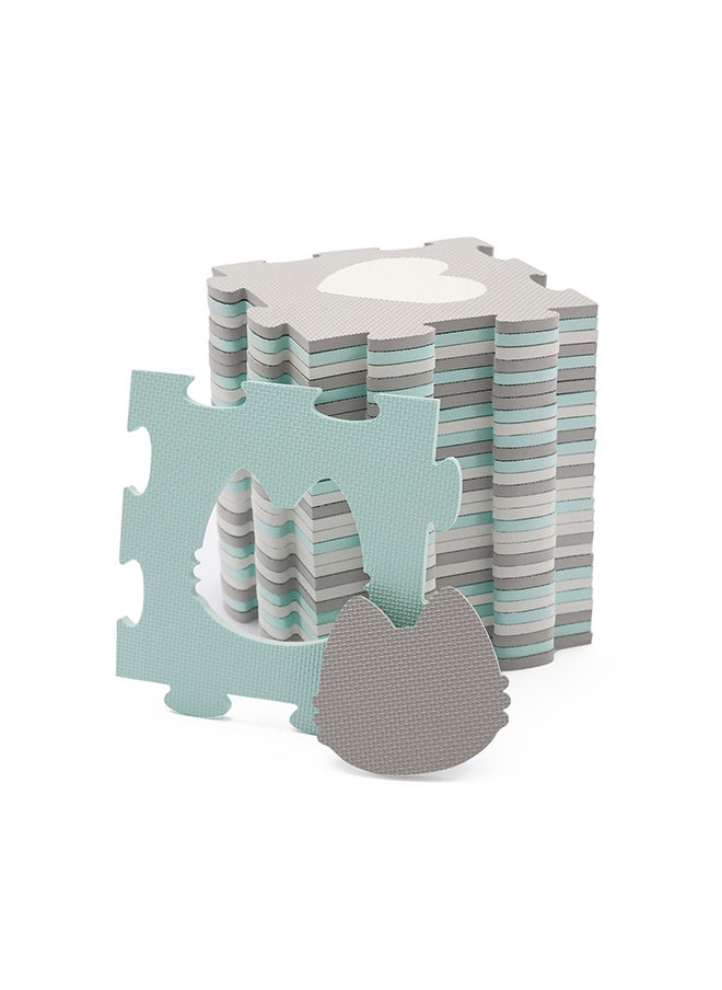 Kinderkraft Pack Of 30 Puzzle Luno Shapes Mat - Mint Green  - Image 4