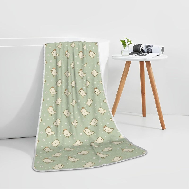 Cute Cartoon Chick Print Bath Towels 27”x55” Soft Absorbent Coral Fleece Towels for Bathroom, Quick Dry Bath Towel for Bathroom, Gym, Spa, Pool & Hotel - Image 4