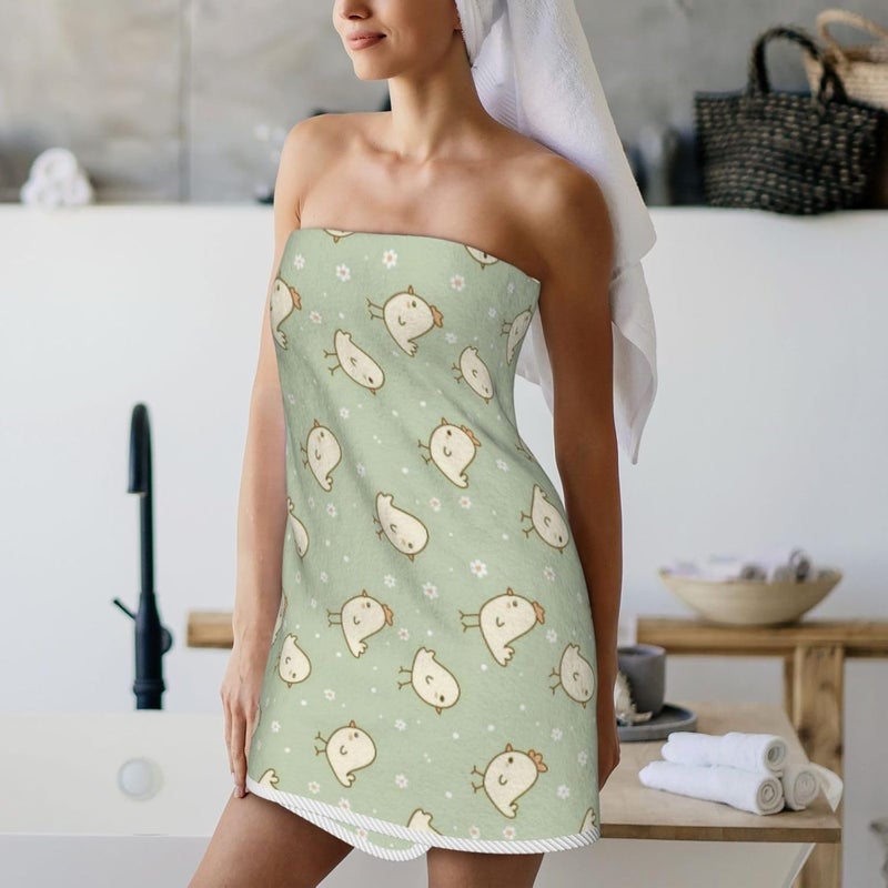 Cute Cartoon Chick Print Bath Towels 27”x55” Soft Absorbent Coral Fleece Towels for Bathroom, Quick Dry Bath Towel for Bathroom, Gym, Spa, Pool & Hotel - Image 3