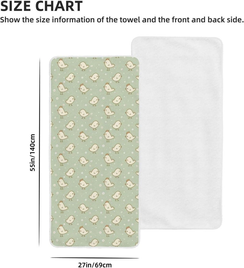 Cute Cartoon Chick Print Bath Towels 27”x55” Soft Absorbent Coral Fleece Towels for Bathroom, Quick Dry Bath Towel for Bathroom, Gym, Spa, Pool & Hotel - Image 2
