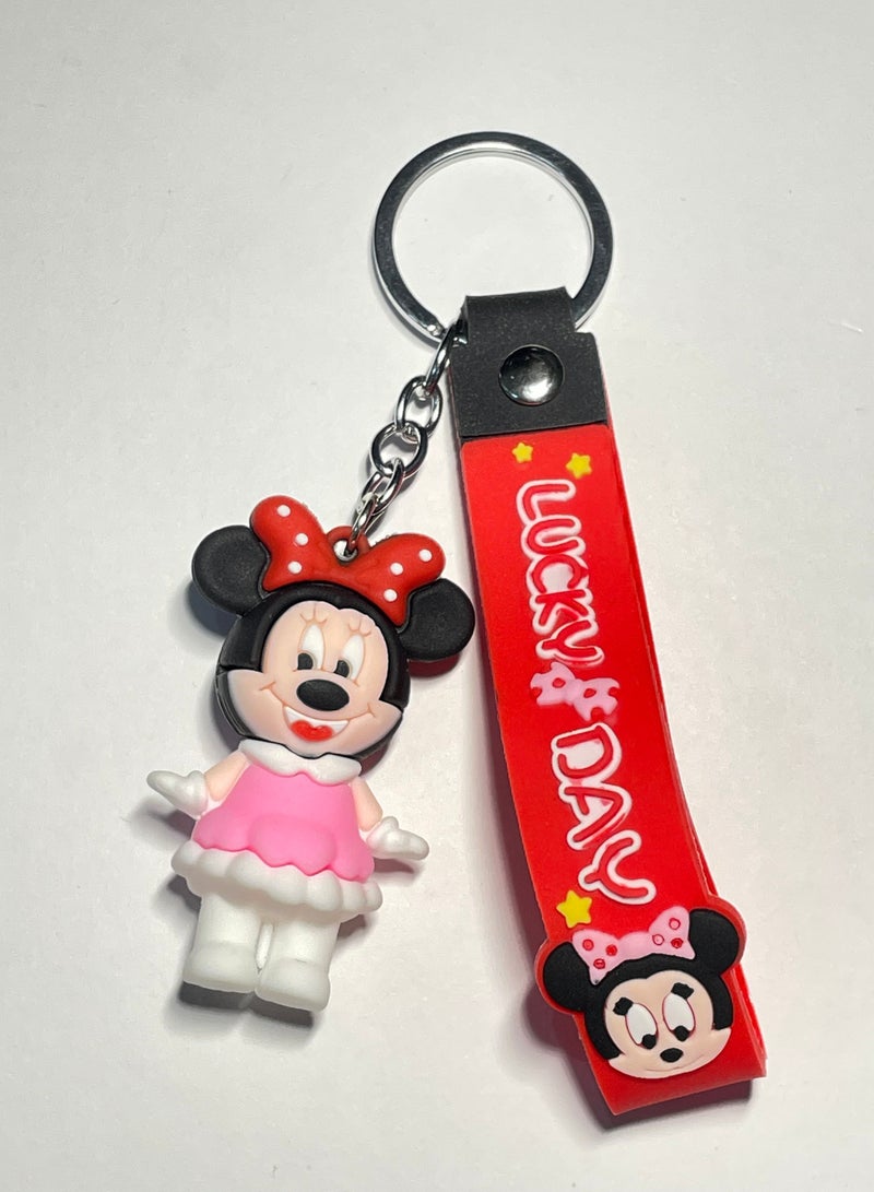 Generic Distinguished Cartoon Keychain Cute Accessory Disney Anime Mickey Mouse Keychain With Ribbon Fits Car Purse Bag Cute Creative Gift  - Image 1