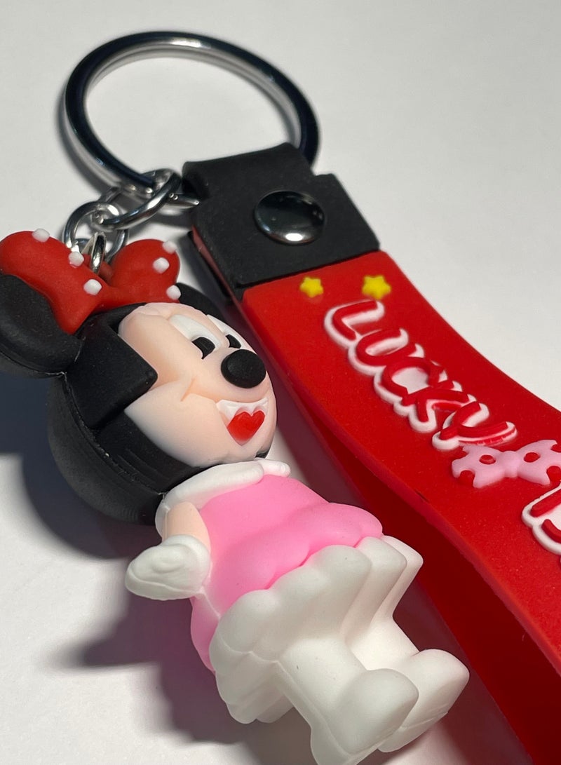 Generic Distinguished Cartoon Keychain Cute Accessory Disney Anime Mickey Mouse Keychain With Ribbon Fits Car Purse Bag Cute Creative Gift  - Image 2