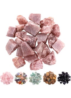 Rustark Strawberry Quartz Stones 1lb Bulk Raw Crystal Large 1'' Natural Rocks Healing Crystal for Guide, Gift, Home Decor, DIY and Jewelry Making, Reiki Crystal Strawberry Stone 