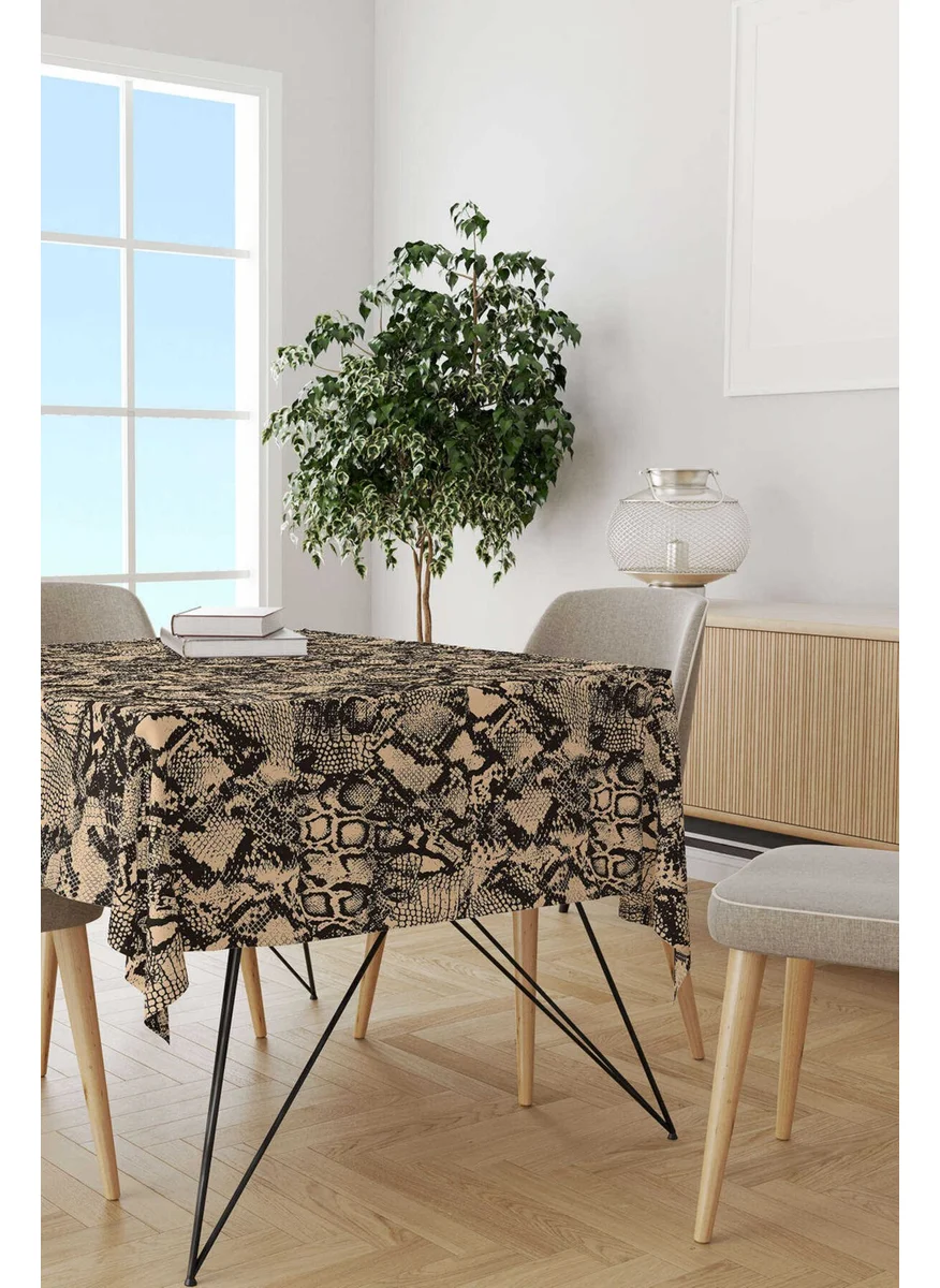 Cango Home Brown Black Snakeskin Patterned Digital Printed Tablecloth CGH364-MS