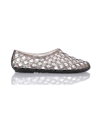 Trendy Jelly Flat Shoes - Clear Black