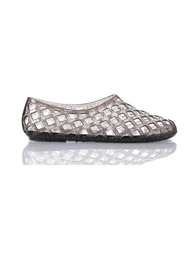 DejaVu Trendy Jelly Flat Shoes - Clear Black - Image 1