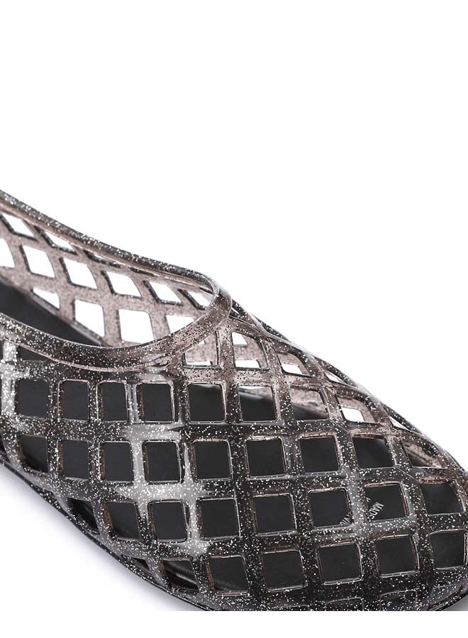 DejaVu Trendy Jelly Flat Shoes - Clear Black - Image 4