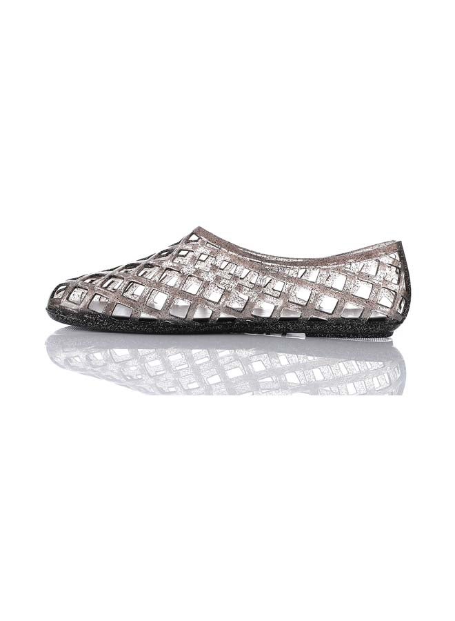 DejaVu Trendy Jelly Flat Shoes - Clear Black - Image 3