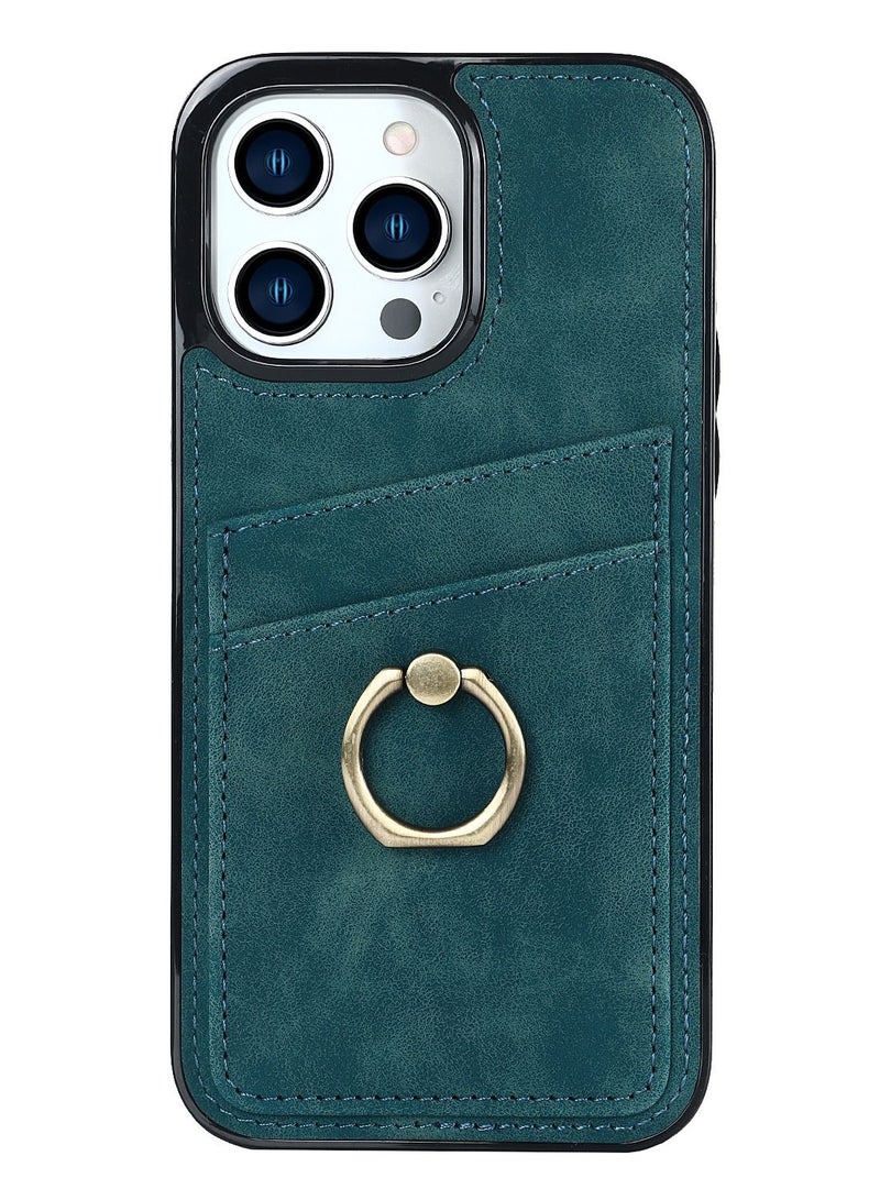 Suteni Ring Buckle Back Cover Leather Card Slots Phone Case for iPhone - Image 1