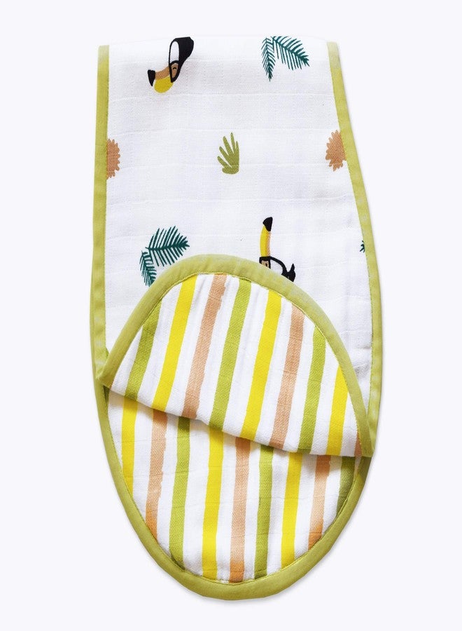 Masilo 100% Organic Ultrasoft Terry and Bamboo Burping Cloth & Bib for Newborn Baby-Soft Large Burp Cloth-Reusable Burp Bib for Toddlers- Absorbent & Soft Bibs for Teething Babies, (2 x Burp Cloth) - Toucan & Elephant - Image 2