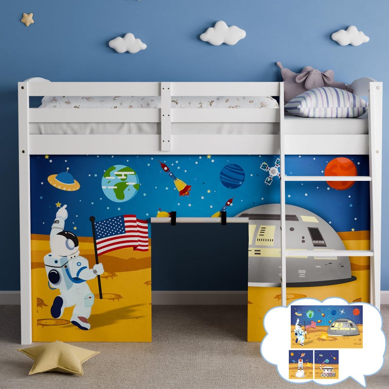 YRDKB Astronaut Bunk Bed Curtains 45H Premium and Customizable Cartoon Loft Bed Curtains for Children to Enhance The Imaginative Creation Bedroom Curtains3PCSFull