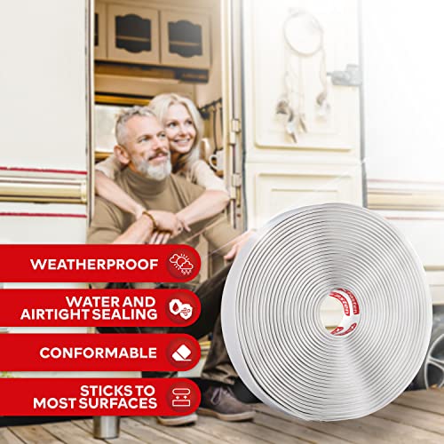XFasten Butyl Sealing Tape, White, 1/8-In x 3/4-In x 30-Foot Plumbers Putty Tape, RV and Boat Sealant - Image 2