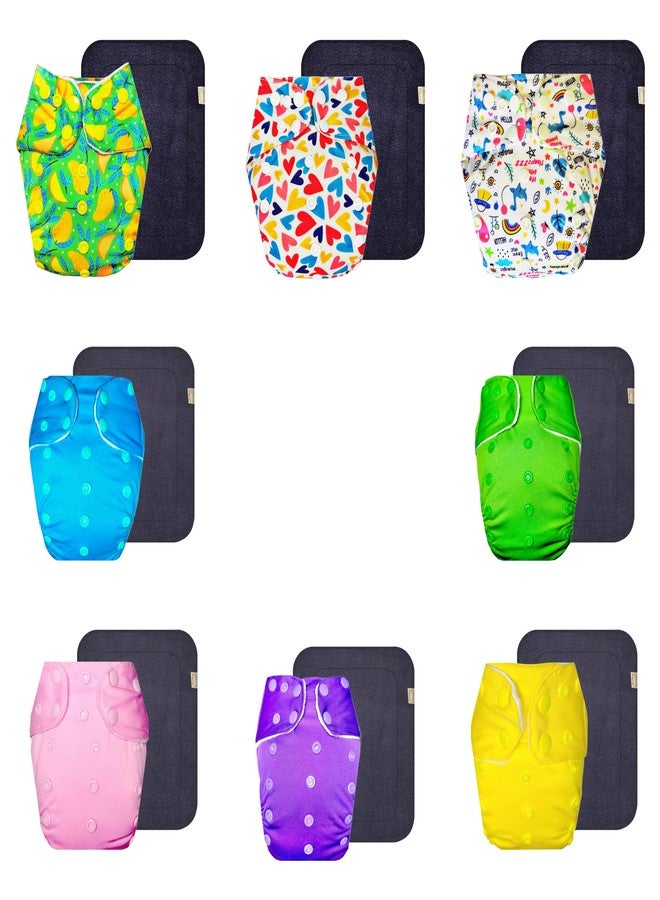 Dumbledo Premium Cloth Diaper with Gray Insert (Pack of 8) | Soft & Gentle | Reusable & Washable | Travel Friendly | Perfect for Indian Summers | 3 Months - 3 Years | Unisex Baby - Image 1