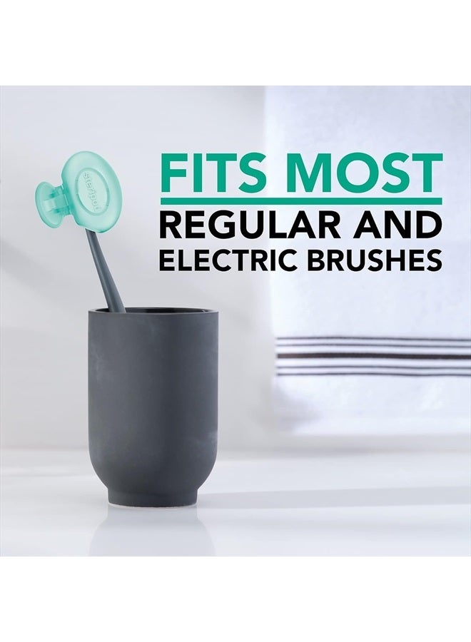 Steripod حامي فرشاة الأسنان القابل للتثبيت مع زيوت النعناع الأساسية، يحافظ على فرشاة الأسنان نظيفة ومنعشة، ملحقات السفر، يناسب معظم فرش الأسنان اليدوية والكهربائية، 2 قطعة - Image 2