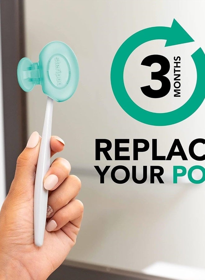 Steripod حامي فرشاة الأسنان القابل للتثبيت مع زيوت النعناع الأساسية، يحافظ على فرشاة الأسنان نظيفة ومنعشة، ملحقات السفر، يناسب معظم فرش الأسنان اليدوية والكهربائية، 2 قطعة - Image 3