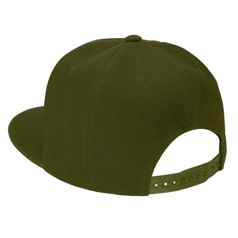 Falari Classic Snapback Hat Cap Hip Hop Style Flat Bill Blank Solid Color Adjustable Size (One Size, Army Green) - Image 3