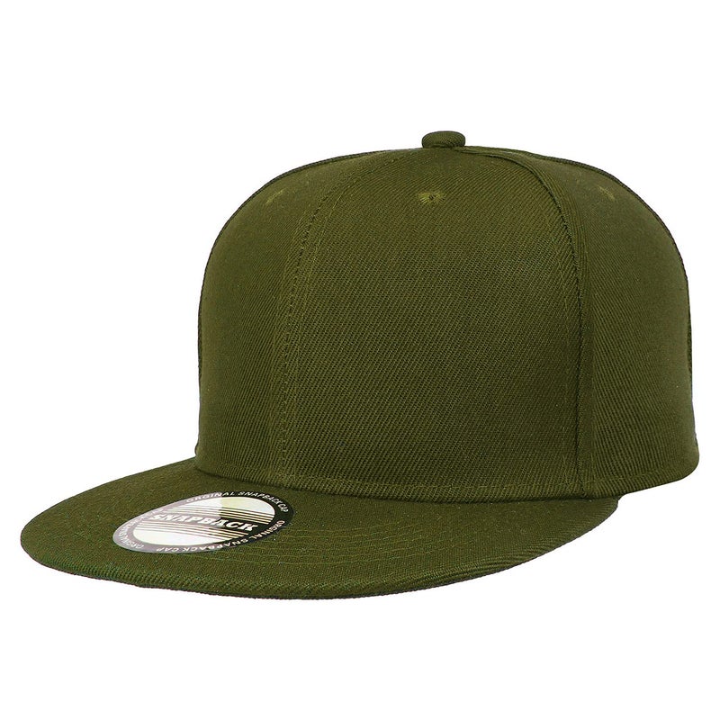 Falari Classic Snapback Hat Cap Hip Hop Style Flat Bill Blank Solid Color Adjustable Size (One Size, Army Green) - Image 1