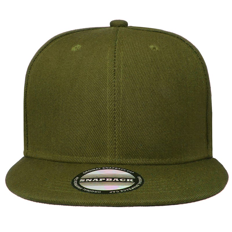 Falari Classic Snapback Hat Cap Hip Hop Style Flat Bill Blank Solid Color Adjustable Size (One Size, Army Green) - Image 4