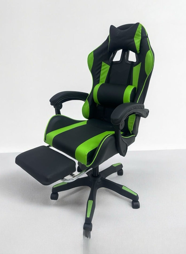 Generic GAMING CHAIR, COMPUTER CHAIR, WITH FOOT REST AND LUMBAR SUPPORT ADJUSTABLE CHAIR COLOR GREEN& BLACK 